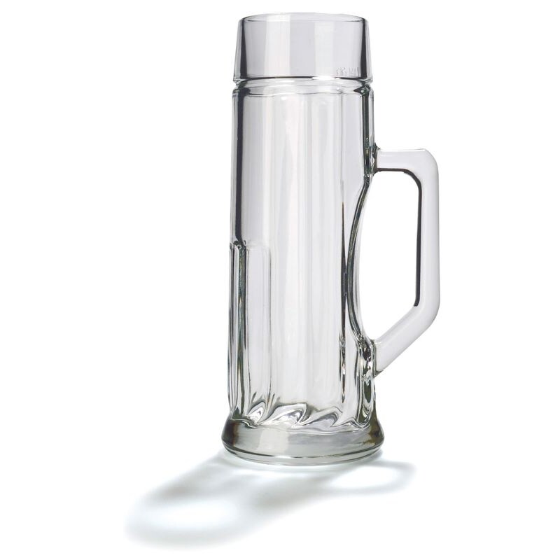 6x Stölzle Oberglas Premium Bierkrug gerippt 0,5 l, geeicht, mit Schild