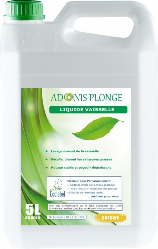 ADONIS' PLONGE Konzentriertes Handgeschirrspülmittel Ecolabel - 5l Kanister - ADONIS