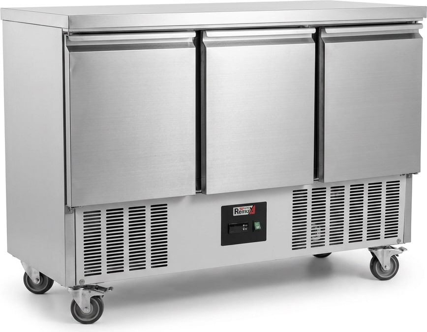 Romux® Saladette und Pizzatisch 3 Türen 137x70 cm  | Kühltisch von Pizzen und Salaten