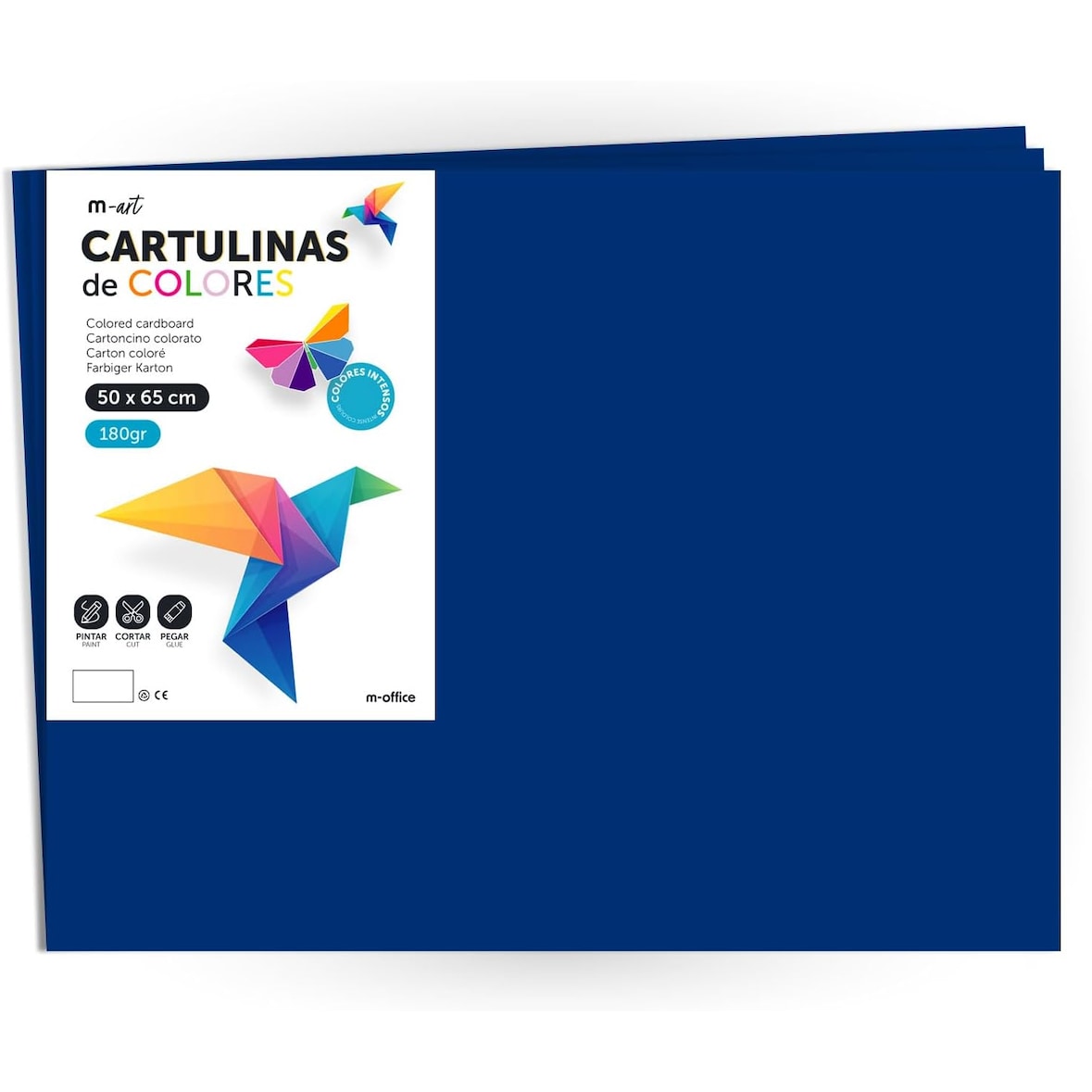 Cartulina Azul Oscuro , Cartulina Grande 50x65cm Colores Claros e Intensos, Cartulinas Colores 180gr para Manualidades · m-office (10 Hojas)