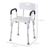 thumbnail of HOMCOM Silla para Ducha Regulable en Altura con Reposabrazos y Respaldo 51.5x43.5x71-84 cm Blanca