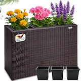 thumbnail of Deuba Poly Rattan Blumentopf Wasserabfluss Innentöpfe Braun
