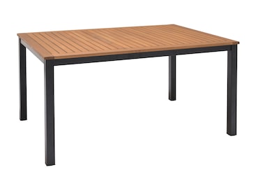 METRO PROFESSIONAL Mesa de jantar Gastro Lynx, alumínio/eucalipto, 137 x 90 cm, retangular, preta