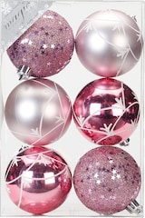 thumbnail of 6 Weihnachtskugeln 8cm Kunststoff Christbaumkugeln Weihnachtsbaumkugeln rosa