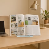 thumbnail of Relaxdays Buchständer, 2er Set, Leseständer 6-fach höhenverstellbar, Kochbuchhalter mit Klemme, Küche, Stahl, blau/rosa