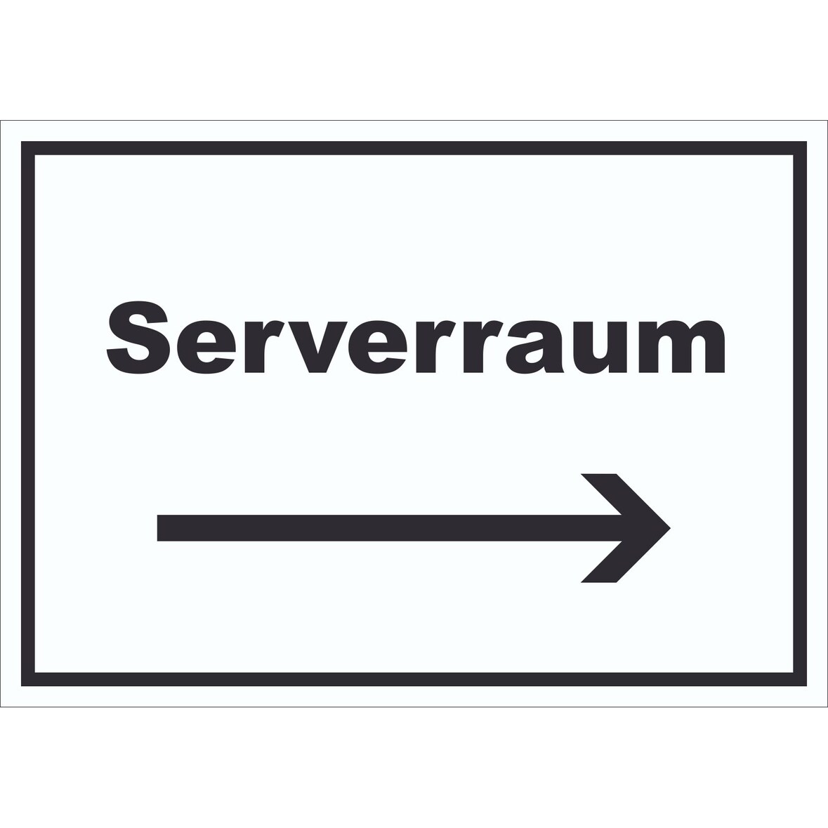Serverraum Schild mit Text und Richtungspfeil rechts Computer IT PC waagerecht A0 Rückseite selbstklebend