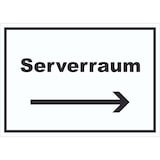 thumbnail of Serverraum Schild mit Text und Richtungspfeil rechts Computer IT PC waagerecht A0 Rückseite selbstklebend
