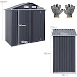 thumbnail of COSTWAY Metalen gereedschapsschuur met 4 ventilatieopeningen en afsluitbare deuren, weerbestendige tuinschuur voor in de tuin