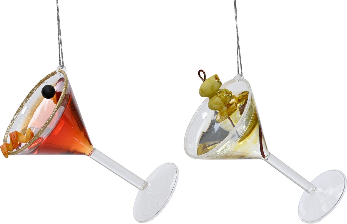 1 Christbaumschmuck Glas 11cm Cocktail Figur zum Aufhängen - Weihnachtsbaum Anhänger Weihnachten Weihnachtsbaumschmuck mundgeblasen Orange Grün
