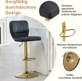 thumbnail of Barhocker aus Metall und Kunstleder in Schwarz-Gold, höhenverstellbar, 360° drehbar, mit Rückenlehne