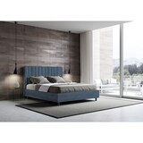 thumbnail of Letto senza rete imbottito 140x190 microfibra blu Agueda
