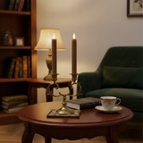 thumbnail of Relaxdays LED Stabkerzen, 2er Set, HxD: 25 x 2 cm, flackernde Flamme, Echtwachs, Rillen, flammenlose Kerzen, coffee