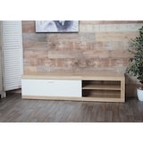 thumbnail of TV-Rack HWC-L33, TV-Board Fernsehtisch Lowboard TV-Schrank Kommode, Holz 43x180x41cm Staufach, Eiche-Optik, weiß
