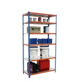 thumbnail of SimonRack Metallregal, 2500x900x300 mm, 6 Ebenen, Metallboden, 180 kg Biegepunkt, Blau/Orange/Verzinkt - Simonclick