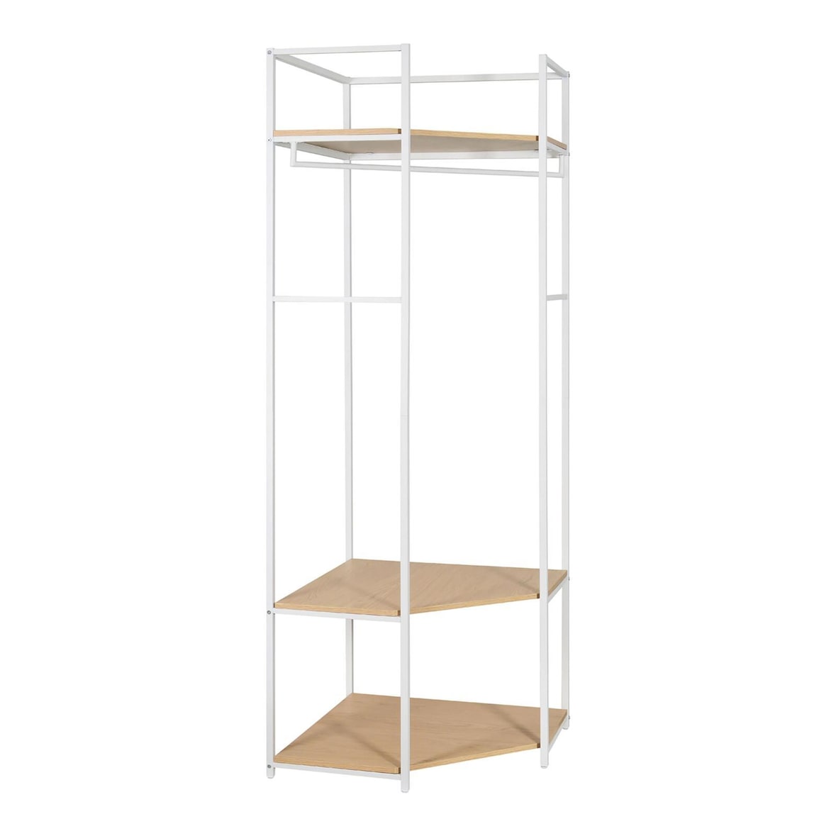 Portant d'angle bois et métal blanc L70 x H200cm JUNE