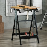 thumbnail of Banco de Trabajo Ajustable en Altura con 4 Mordazas Escalas Tableros Regulables en Ángulo Distancia 65x57x85-114 cm Madera Natural y Negro