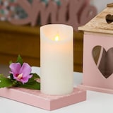 thumbnail of Bougie LED flamme oscillante cire rustique blanche à piles H15cm Timer Blanc chaud Lotti