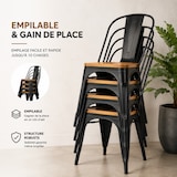thumbnail of Kosmi - Lot de 4 chaises en métal Noir Mat et Assise en Bois Clair - Style Industriel