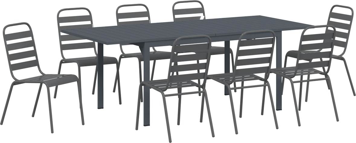 vidaXL 9-teiliges Essset 9 pcs Dunkelgrau Groß