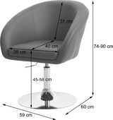 thumbnail of 6er-Set Esszimmerstuhl gepolstert | HxBxT 90x59x60cm | Sitzhöhe 45cm | drehbar höhenverstellbar | Kunstleder Rot | Küchenstuhl Drehstuhl Loungesessel