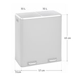thumbnail of TM2X30 Treteimer 60 Liter Abfalleimer Mülleimer Design Mülltrennung Papierkorb Küchen-Ordnung Trennsystem Grau