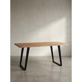 thumbnail of Esszimmertisch 120x60x76 cm Akazie Massivholz / Metall Esstisch Baumkante, Küchentisch Massiv mit U-Beinen in Schwarz, Holztisch Speisetisch