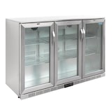 thumbnail of Botellero expositor trasbarra, 3 puertas abatibles, acero inoxidable/aluminio/cristal, 90x135x52cm, 280W, refrigeración por aire, 330L, Polar GL009