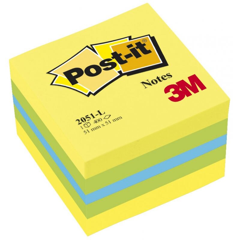 Post-it® Notes Mini Würfel/2051-U, ultrafarben , 51x51mm, Inh. 400