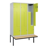 thumbnail of C+P Z-Spind Classic PLUS, schwebender Sitzbank aus Buche 6 Abteile, HxBxT 212x120x82cm, Zylinderschloss, Hellgrau/Clowngrün von PROREGAL