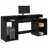 thumbnail of Bureau avec porte Chêne noir 200 x 55 x 91 cm Bois d'ingénierie Modèle Titan Panorama Stella