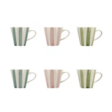 thumbnail of Novastyl - Lot6 tasse arlequin 20cl en grès blanc rayures couleurs assorties