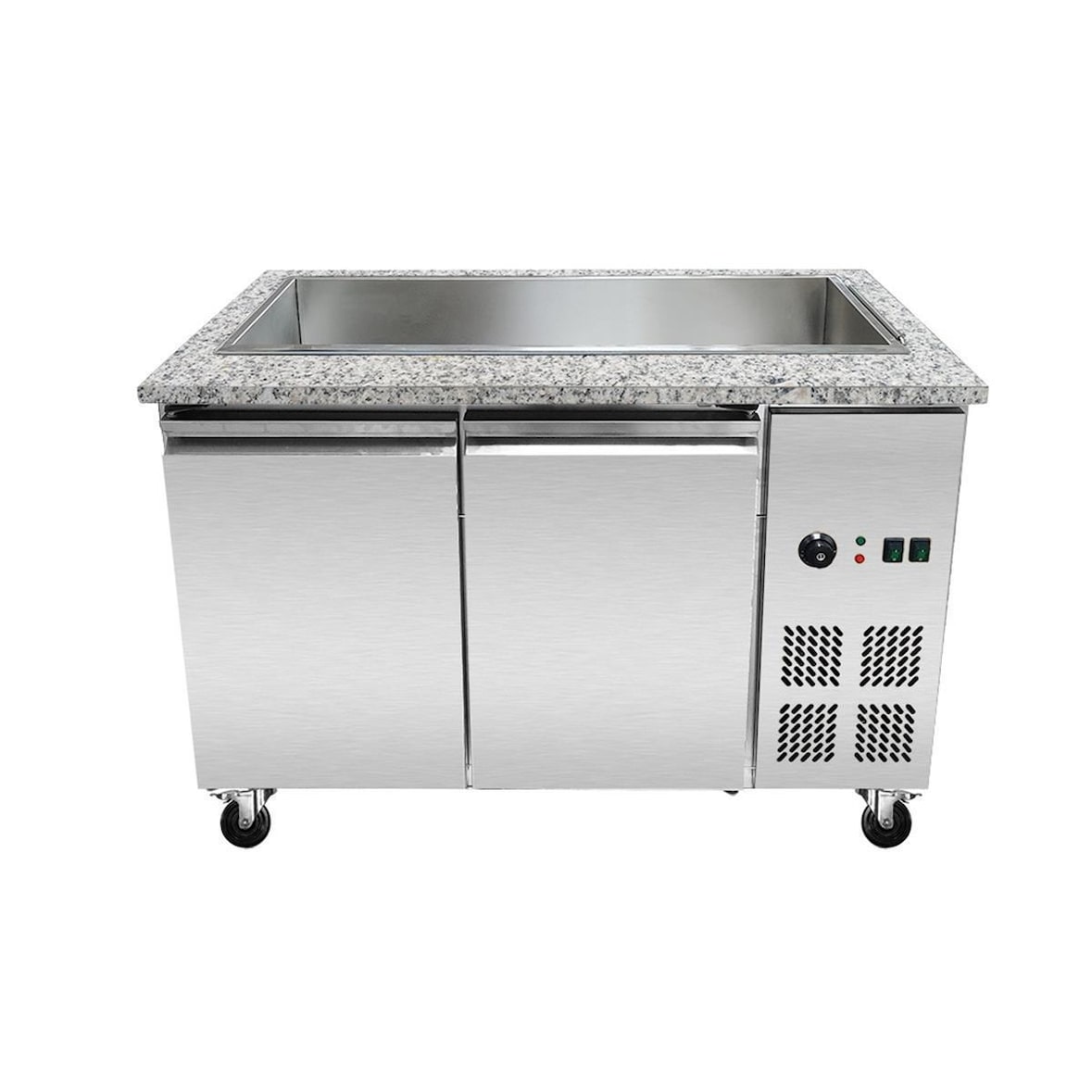 Skyrainbow SNACK-Line bain-marie toonbank 3x GN1/1, Granit Star Galaxy zwart, 123x82x85,5 Glazen bovenbouw helder glas met klembord, H=496mm