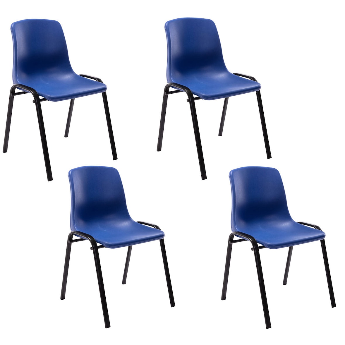 Décoshop26 -Set mit 4 stapelbaren Besucherwartezimmerstühlen aus blauem Kunststoff und Metall 10_0003205