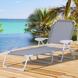 thumbnail of Outsunny Tumbona Reclinable y Plegable de Jardín con Respaldo Ajustable en 4 Posiciones Marco de Metal Texteline Transpirable 160x66x80 cm Gris