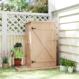 thumbnail of Outsunny Caseta de Jardín de Madera 75x56x115cm con 3 Estantes Puerta Pestillo
