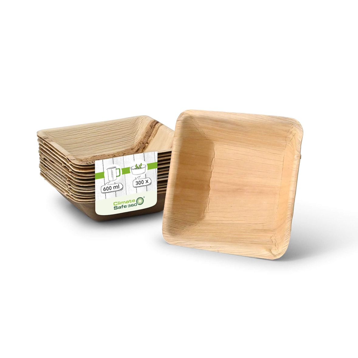 greenbox - Palmblatt Schalen "Palmware®" 600 ml, quadratisch, 300 St.