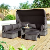 thumbnail of Merax Gartenlounge-SetRattan Sonneninsel Sitzgruppe, Sofa mit Sonnendach, Outdoor Gartenmöbel, Terrassenmöbel, wetterfest - grau