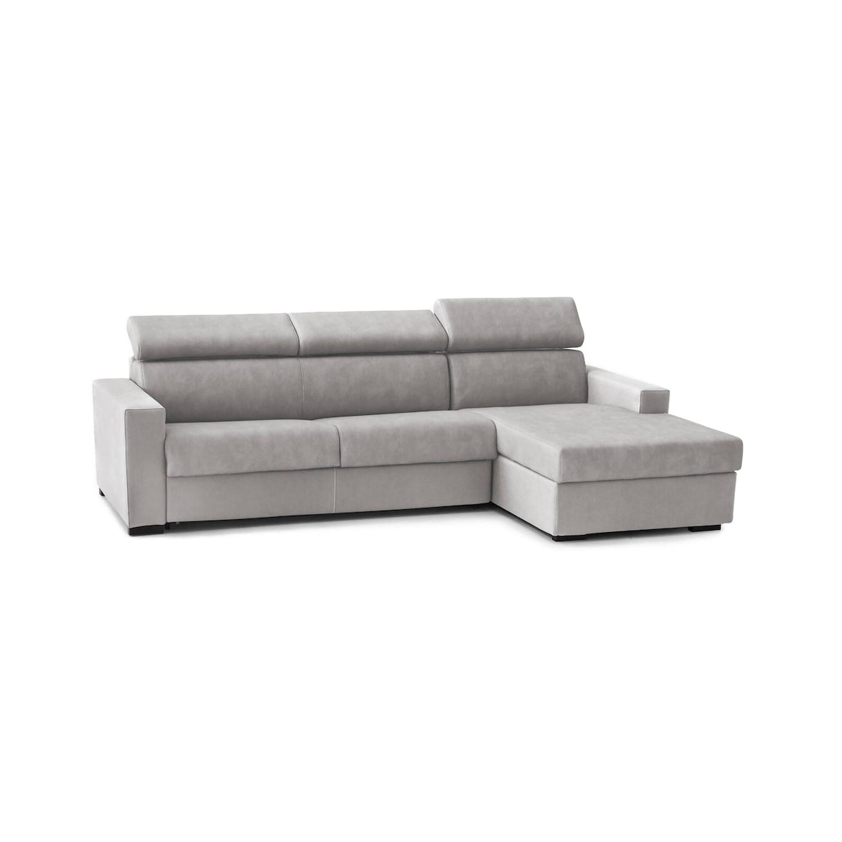 Dmora Divano Letto Alberta, Divano ad angolo, 100% Made in Italy, Sofà con apertura girevole, con Penisola contenitore Destra, Cm 280x95h85, Grigio