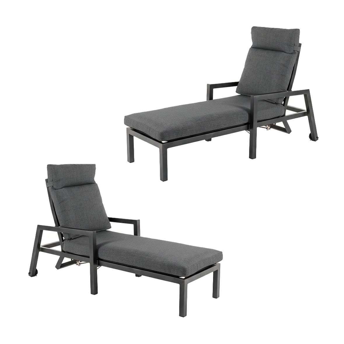 Pacote 2 unidades - Espreguiçadeira de jardim antracite com almofada grossa
