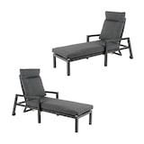thumbnail of Pacote 2 unidades - Espreguiçadeira de jardim antracite com almofada grossa