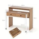 thumbnail of COSTWAY Escritorio Extensible con 2 Cajones, Escritorio con 2 Ruedas, Pequeño Tocador, Mesa de Consola, Dormitorio