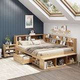 thumbnail of Kinderbett 140x200 cm mit Stauraum und Lattenrost – multifunktionales Design in Naturholz für ordentliches Kinderzimmer
