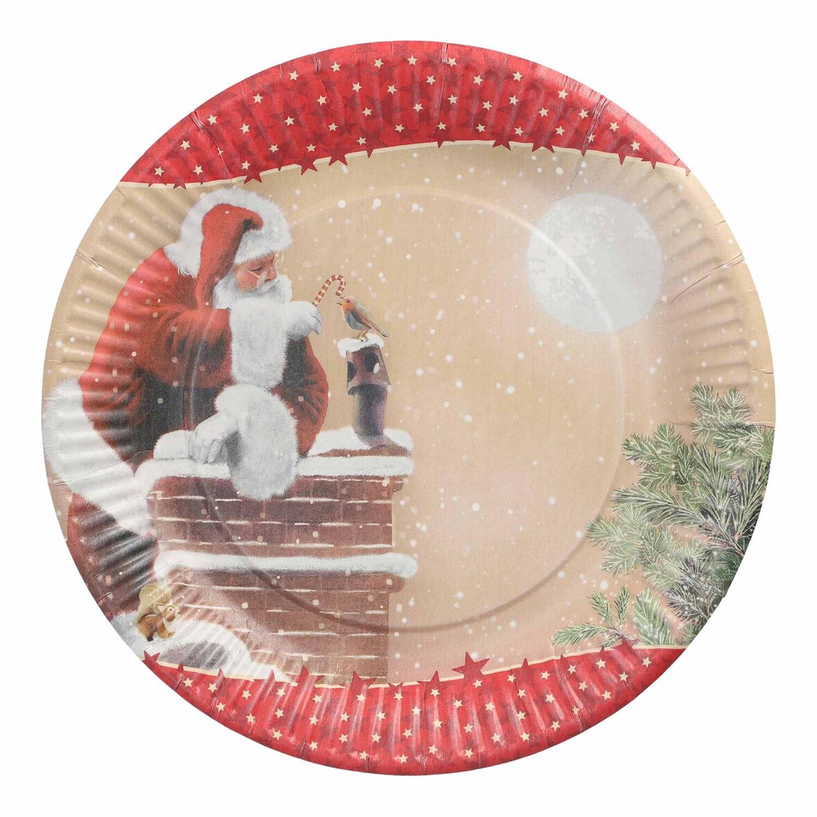 VEPATIM 100 Pappteller rund Ø 23 cm "Weihnachtsmann auf Schornstein"
