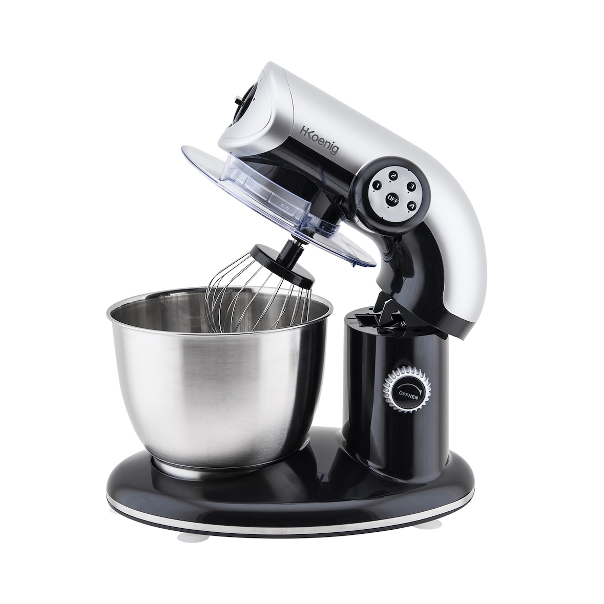 H.Koenig KM80 Batidora Amasadora Profesional, 1000W, 5.5 L, 4 Velocidades, hasta 2 Kg de Masa, 80 dB, Color Negro