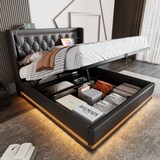 thumbnail of Polsterbett 180x200 mit Stauraum, USB-Anschluss und LED-Beleuchtung – elegantes Design, hydraulisches Stauraumsystem, stabiler Stahlrahmen – Schwarz
