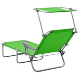 thumbnail of Helloshop26 - Espreguiçadeira cadeira de praia cama de sol cama de jardim mobiliário de pátio 188 cm com cobertura aço verde 02_0012270