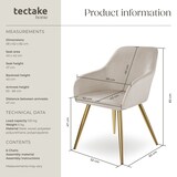 thumbnail of tectake Chaise MARILYN Effet velours style scandinave - Lot de 6 taupe/or