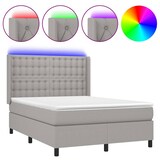 thumbnail of vidaXL Boxspringbett mit Matratze & LED Hellgrau 140x190 cm Stoff