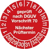 thumbnail of Dreifke® Prüfplakette geprüft nach DGUV Vorschrift 70 nächster P - 30 mm Folie selbstklebend, 10 St