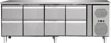 Gastro Edelstahl Kühltisch Kühltheke 8 Schubladen mit Aufkantung 550 L -2/+8°C